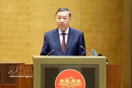 Party General Secretary and State President To Lam speaks at the national teleconference held in Hanoi on July 29 to study, disseminate and implement the resolutions adopted at the Party Central Committee’s recent third meeting. (Photo: VNA)