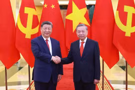 General Secretary of the Communist Party of Vietnam (CPV) Central Committee To Lam (right) and General Secretary of the Communist Party of China (CPC) Central Committee and President of China Xi Jinping. (Photo: VNA)