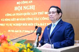 PM Pham Minh Chinh speaks at the 80th national public security conference. (Photo: VNA)