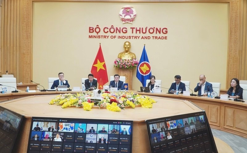 The Vietnamese delegation at the meeting. (Photo: VNA)