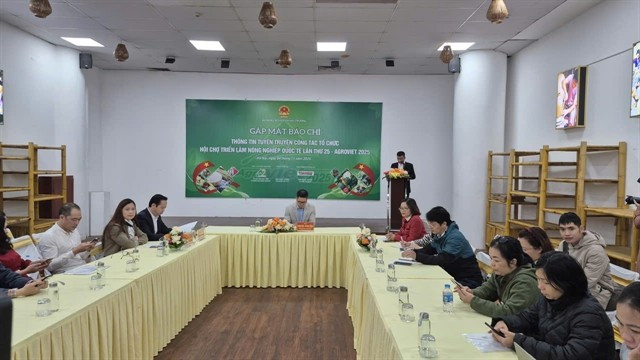 Participants at the press conference held to launch AgroViet 2025 in Hanoi. (Photo: VNA)