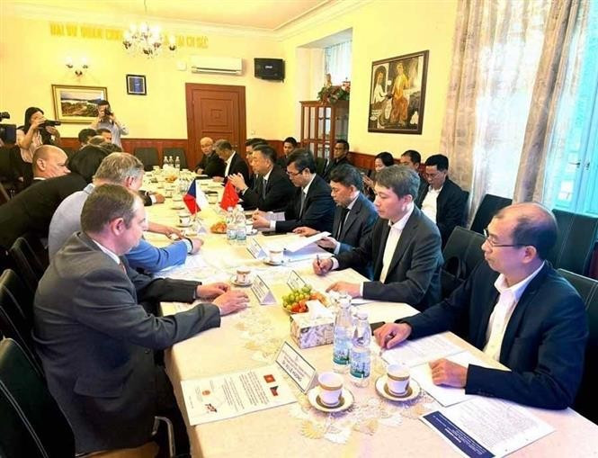 At the roundtable conference on cooperation in education and scientific research between Vietnam and the Czech Republic Prague on June 6. (Photo: VNA)