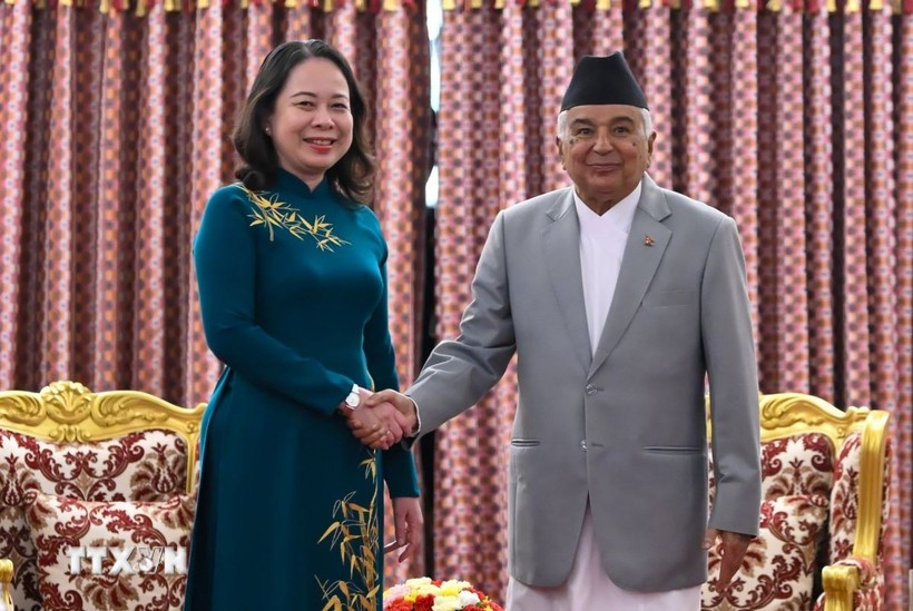 Vice State President Vo Thi Anh Xuan meets with Nepali President Ram Chandra Poudel. (Photo: VNA)