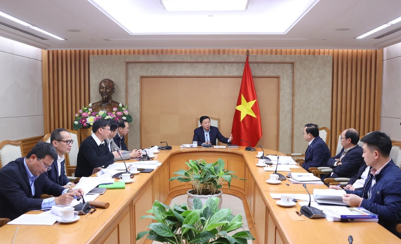 Deputy Prime Minister Tran Hong Ha speaks at the meeting. (Photo: VNA)