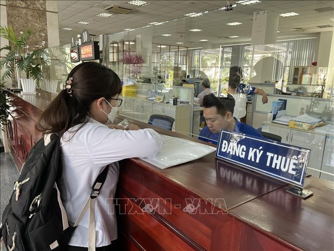 A resident conducts transactions at the Ho Chi Minh City tax department (Photo: VNA)