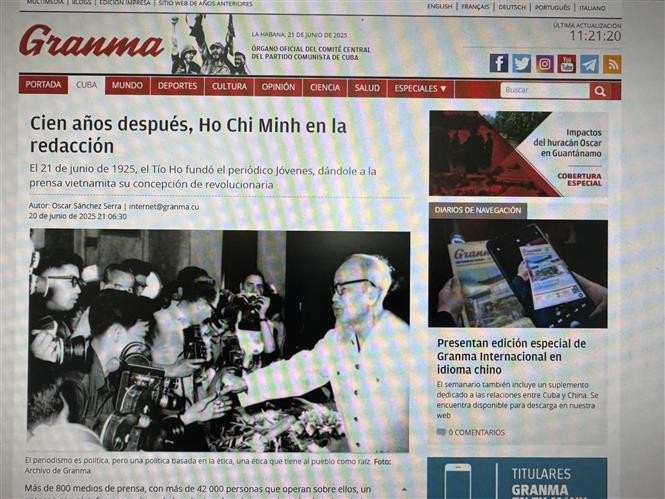In his article, Oscar Sanchez Serra highlights President Ho Chi Minh’s founding of the Thanh Nien (Young People) newspaper on June 21, 1925, which marked the birth of Vietnam's revolutionary press. (Photo: VNA)