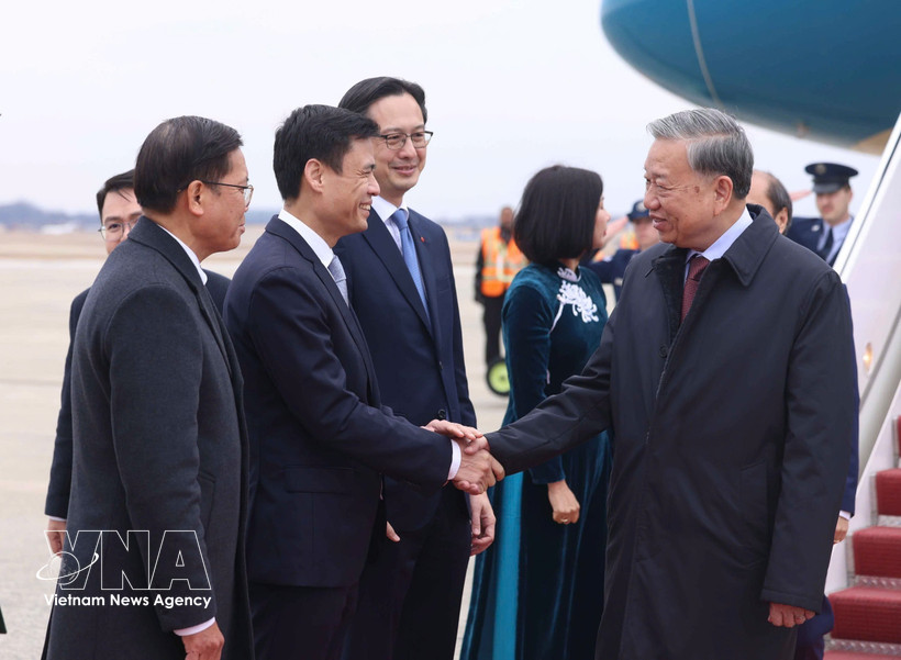 Party General Secretary To Lam arrived at Joint Base Andrews in the US at February 18 noon (local time) to attend the inaugural meeting of the Gaza Board of Peace. Photo: VNA