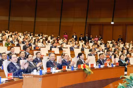 Party General Secretary To Lam and incumbent and former leaders of the Party and State attend the conference on February 7. (Photo: VNA) 