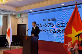 Vietnamese Ambassador to Japan Pham Quang Hieu speaks at the press conference on May 12. (Photo: VNA)