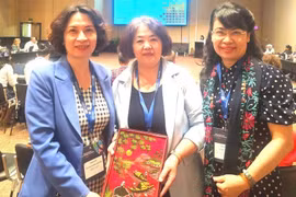 Deputy Minister of Health Nguyen Thi Lien Huong (L) and other Vietnamese delegates at the second Global Conference on Air Pollution and Health in Cartagena, Colombia. (Photo:: the Ministry of Health). 