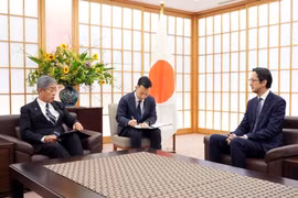 The meeting between Ambassador Do Hung Viet, Permanent Representative of Vietnam to the UN, and Japanese Minister of Foreign Affairs Iwaya Takeshi. (Photo: Vietnamese Ministry of Foreign Affairs)