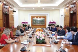 The reception for the high-ranking delegation of the Mexican Labour Party (PT) on August 29 (Photo: VNA)