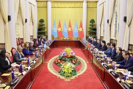 The talks between President Luong Cuong and UN Secretary-General António Guterres in Hanoi on October 24 (Photo: VNA)