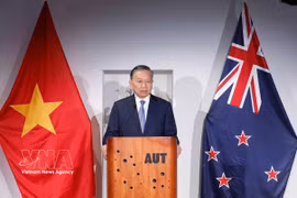 General Secretary of the Communist Party of Vietnam Central Committee and President To Lam addresses the 2026 Vietnam–New Zealand higher and vocational education forum in Auckland on August 13, 2026. (Photo: VNA)