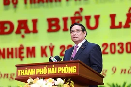 Prime Minister Pham Minh Chinh addresses the first Party Congress of Hai Phong city, the 2025–2030 tenure, on September 27, 2025. (Photo: VNA)