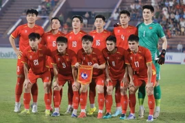 The Vietnamese team in the match against Yemen at Viet Tri Stadium in Phu Tho province on September 9. (Photo: VNA)