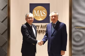 Permanent Deputy Prime Minister Nguyen Hoa Binh (right) meets with Singaporean Deputy Prime Minister Gan Kim Yong, who is also Minister for Trade and Industry and Chairman of the Monetary Authority of Singapore, on January 12. (Photo published by VNA)