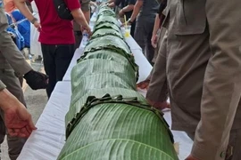 The record-breaking cake measured 25 metres in length and 25 centimetres in diameter. (Photo: Radar Lampung)