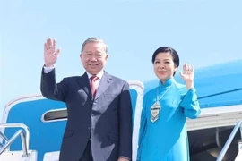 Party General Secretary To Lam and his spouse leave Astana of Kazakhstan on May 7 afternoon (local time) to begin a state visit to Azerbaijan. (Photo: VNA)