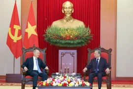 Party General Secretary To Lam (right) receives Nikolai Patrusev, Aide to the President of Russia and Chairman of the Maritime Board of Russia, in Hanoi on September 16. (Photo: VNA)