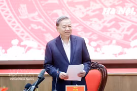 Party General Secretary To Lam speaks at the conference announcing the inspection and supervision for the Hanoi Party Committee on March 6. (Photo: VNA)