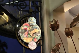 The logo of the Hanoi Stock Exchange is seen outside its building on Phan Chu Trinh street. (Photo: VNS/VNA) 