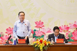 NA Chairman Tran Thanh Man speaks at the meeting of the Standing Boards of the Party Committees of the NA and the Government on September 15. (Photo: VNA)