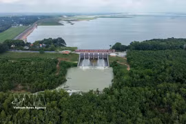Dau Tieng Reservoir is a particularly important irrigation project, playing a crucial role in ensuring water security, preventing natural disasters, and promoting socio-economic development in the southeastern region of Vietnam. (Photo: VNA)