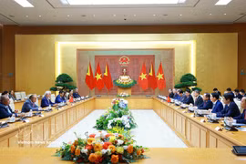 The talks between Vietnamese PM Le Minh Hung and his Timor-Leste counterpart Rala Xanana Gusmao in Hanoi on June 9 (Photo: VNA)