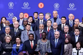 Chairman of the Vietnamese National Assembly Tran Thanh Man and other heads of delegations at the opening ceremony of the IPU-152 in Istanbul on April 15 (Photo: VNA)