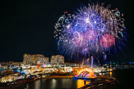 High-level fireworks light up the Phu Quoc sky night after night.