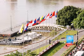 Flags of ASEAN countries fly at Bach Dang Park in Sai Gon ward, Ho Chi Minh City, on the occasion of the 58th founding anniversary of ASEAN (August 8, 1967–2025). (Photo: VNA)