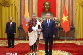 Party General Secretary and then State President To Lam (right) receives Ambassador of Bhutan to Vietnam Kinzang Dorji, who comes to present his credentials on September 17, 2024. (Photo: VNA)