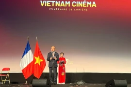 Vietnamese Ambassador to France Dinh Toan Thang speaks at the opening of the Vietnam Film Week – The Journey of Light in Paris on December 5. (Photo: VNA)