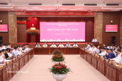 The fifth conference of the 18th-tenure Hanoi Party Committee (Photo: VNA)