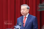 Party General Secretary To Lam speaks at the second meeting of the 14th Party Central Committee. (Photo: VNA)