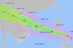 Forecast of Typhoon Bualoi’s position and movement direction at 1:00 on September 26. (Photo: National Centre for Hydro-Meteorological Forecasting) 