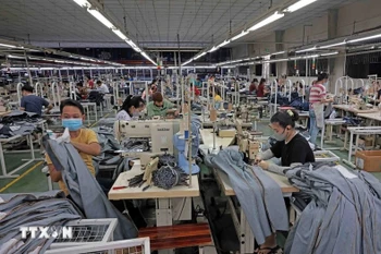 Producing apparel for export (Photo: VNA)