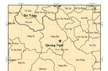 Map of earthquake epicentre in Mang But commune, Quang Ngai province. 