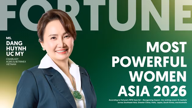 Ms. Dang Huynh Uc My, Chairlady of AgriS, has been named to the list for the second consecutive year, following her recognition in 2025.