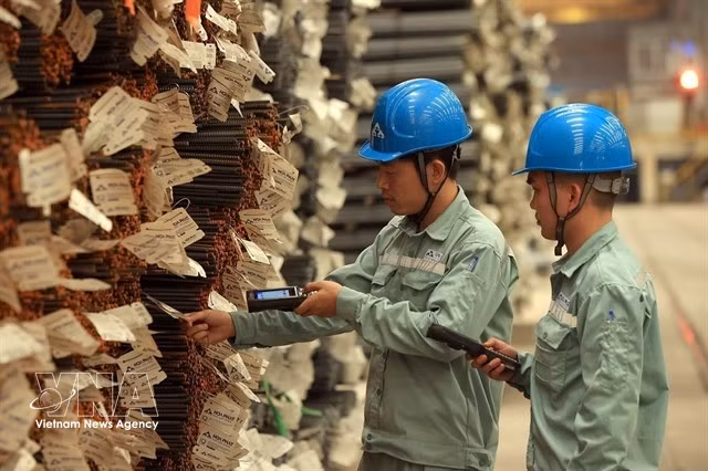 Construction steel of Hoa Phat Dung Quat Steel. Trade defence measures played an important role in ensuring fair competition, protecting domestic production capacity and helping Vietnamese goods maintain and expand export markets. (Photo: VNA)