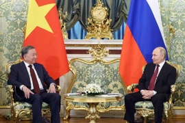 Party chief holds a brief meeting with Russian President