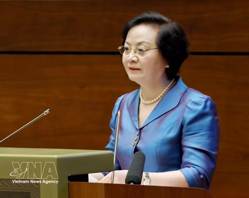 Deputy Prime Minister Pham Thi Thanh Tra speaks at the conference reviewing one year of operation of the overall organisational model of the political system and the three-tier admistration model. (Photo: VNA)