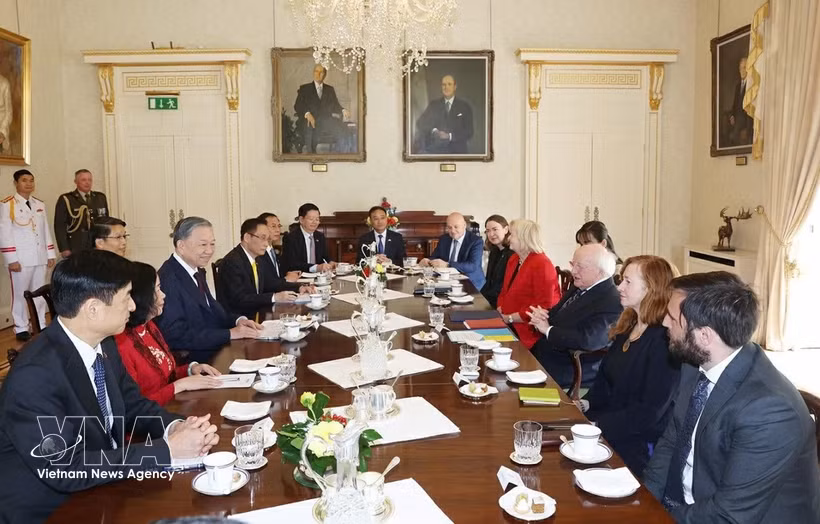 Party General Secretary and State President To Lam holds talks with Irish President Michael D. Higgins in Dublin on October 2, 2024. (Photo: VNA) 