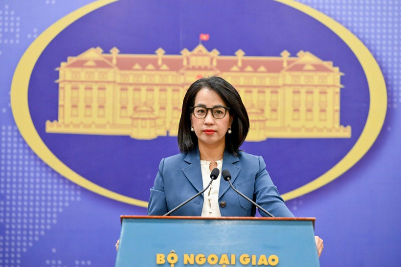 Spokesperson of the Ministry of Foreign Affairs Pham Thu Hang speaks at the ministry’s regular press briefing. (Photo: Ministry of Foreign Affairs)