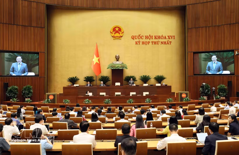 NA Vice Chairman Nguyen Khac Dinh speaks at the 16th National Assembly (NA)’s first session on April 20 (Photo: VNA)