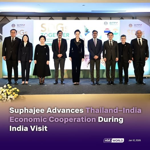 Thai Minister of Commerce Suphajee Suthumpun is advancing Thailand–India economic cooperation during a visit to Mumbai (Photo: NNT)