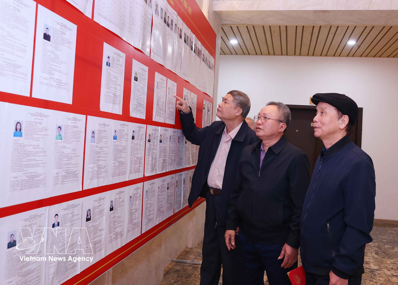 Hanoi voters learn about candidates’ biographies and action programmes. (Photo: VNA)