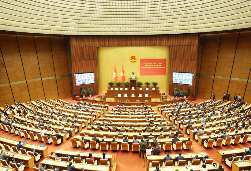 An overview of the national conference to disseminate and implement the Resolution of the 14th National Party Congress (Photo: VNA)