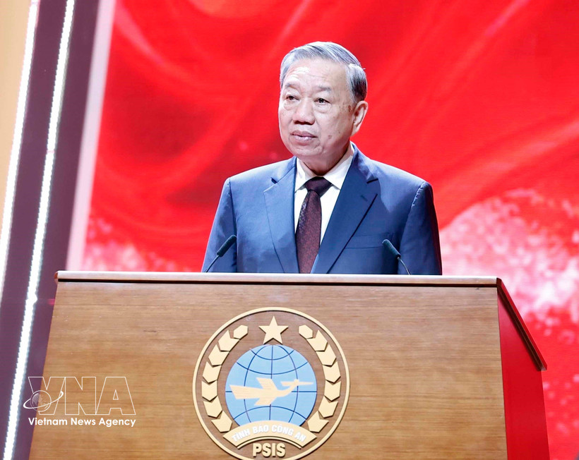 Party General Secretary To Lam speaks at the People’s Public Security Intelligence's 80th anniversary (Photo: VNA)
